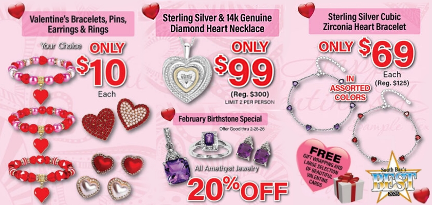 Come in and see our wide selection of festive holiday gifts! We carry a wide variety of Religious Medals & Crosses, including Saints, Baptism, Holy Communion & Confirmation in Sterling Silver, 14k Gold & 14k White Gold!  Thanks for Voting us BEST Jewelry Store of 2025 in the Daily Breeze Reader's Choice Awards! We REALLY value you, our loyal customers!